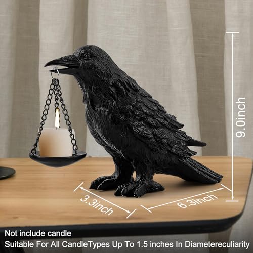 Raven Gothic Home Decor Fake Crow Light Holder Raven Lamp Tealight Candle Holder Resin Raven Statue 4PCS (4 Count)