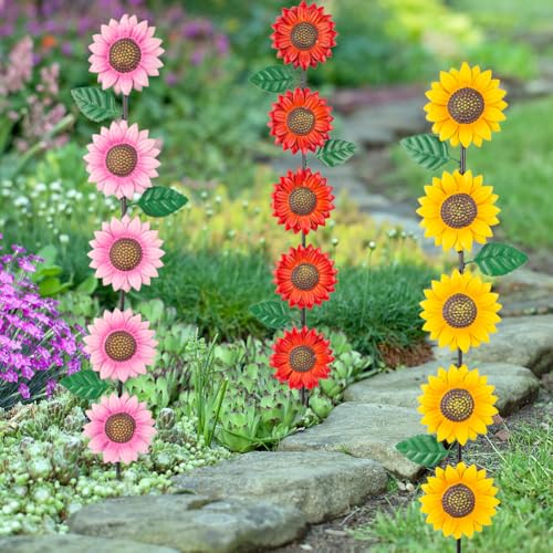 3Pack Sunflower Decorative Garden Stakes (3 Count)