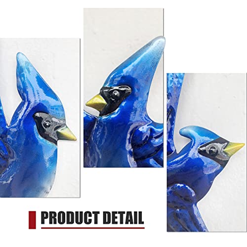 Metal Birds Wall Decoration Bird Wall Hanging Decor Outdoor Metal Wall Art Blue Bird Outdoor Decor Suitable for Living Room Bedroom Patio Kitchen Outdoor Fence Decoration 9 Inch (3 Count)
