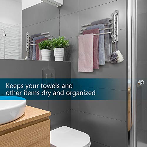 Bathroom Towel Rack JSVER 4 Arms Swivel Towel Holder