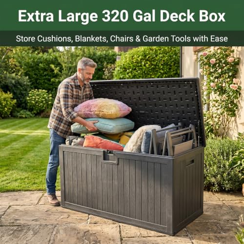 320 Gallon Deck Box with 6 Waterproof Foot Pads
