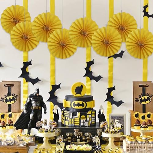 Yellow Birthday Decorations Hanging Paper Fans 12inch (30 Count)