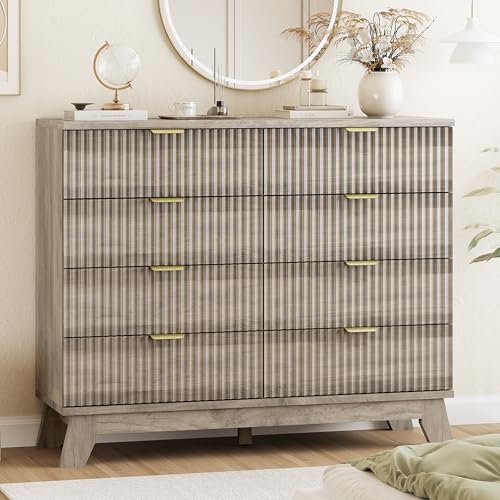 Fluted Dresser for Bedroom with 8 Drawers