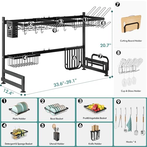 2 Tier Extra Large Stainless Steel Over The Sink Dish Drying Rack