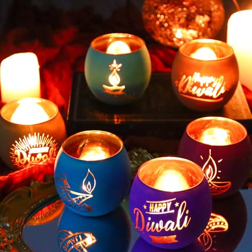 Happy Diwali Decorations for Home Candle Holder Diwali Gifts 6 PCS (6 Count)