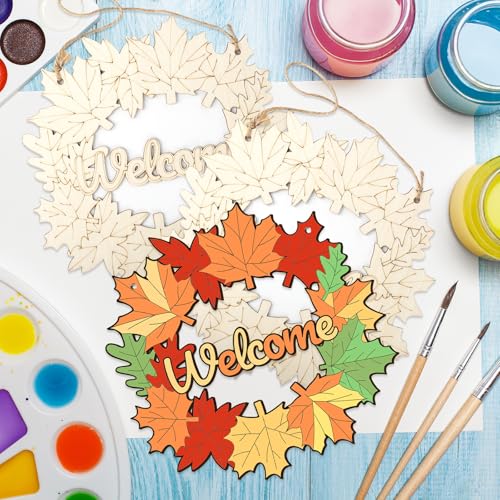 Unfinished Fall Wreaths Wood Crafts to Paint Set of 3 (3 Count)