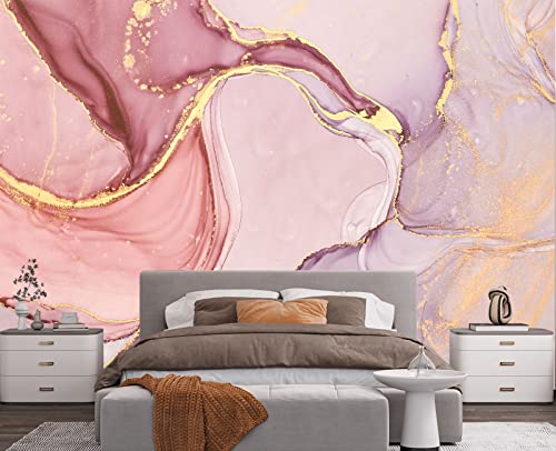 Gilding Marble Pink wall Mural Wallpaper for Bedroom 103" x 69" (49.35 Sq Ft)