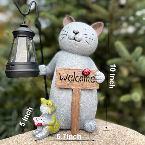 Cat Garden Statue with Solar Lantern