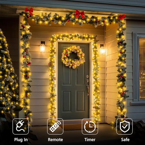2 Pack Fairy String Lights Plug in 33Ft Green Wire Fairy Lights for Bedroom (200 Count)