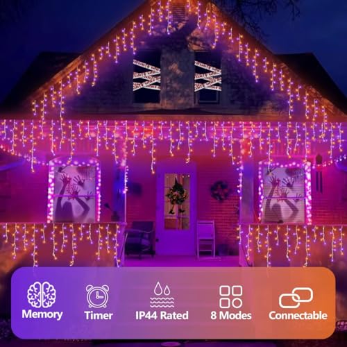 Orange and Purple Halloween Lights (66 Foot)