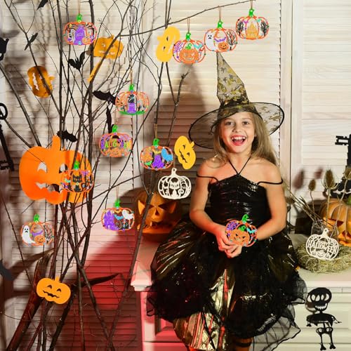 36PCS Wooden Pumpkins Ornaments to Paint Halloween Thanksgiving Decoration Cutouts Unfinished 3.5 inches (36 Count)