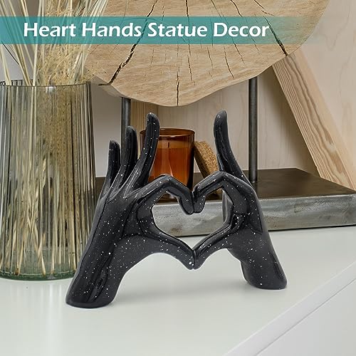 Black Heart Hands Decor Sculpture