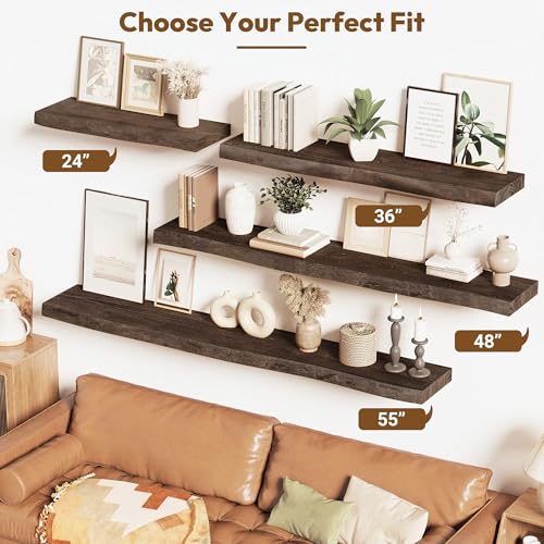 Wood Floating Shelves Live Edge 48” Set of 1