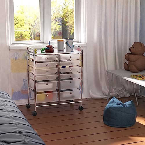12 Drawers Rolling Utility Cart Organizer