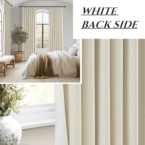 Cream Blackout Curtains & Drapes 96 Inches Long 2 Panels Set for Sliding Glass Doors