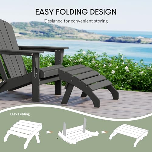 Dylan Outdoor Patio HDPE Adirondack Ottoman Footrest