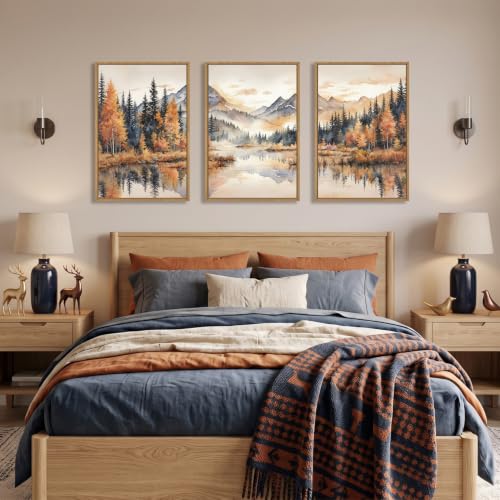 Large Neutral Mountain Framed Canvas Wall Art