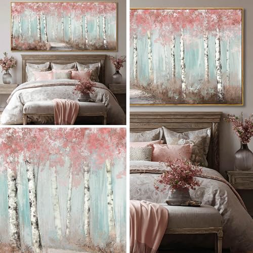 Large Pink Birch Tree forest Wall Art