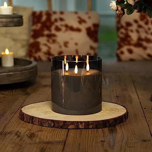 Grey Large Glass Flameless LED Candle