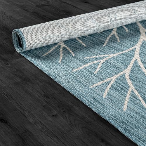 Washable Indoor Outdoor Rug 10x14 Modern Area Rugs Branch Pattern Non Shedding Waterproof Easy Clean Patio Deck Porch Living Room Bedroom Garden RV (140 Sq Ft)