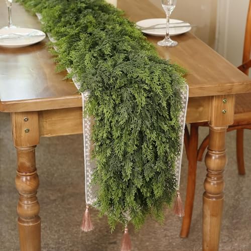 1PCS 16FT Lifelike Touch Fake Cedar Garland for Railing Christmas Decor (16 Foot)