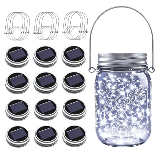 Mason Jar Solar Lights for Outside (12 Count)