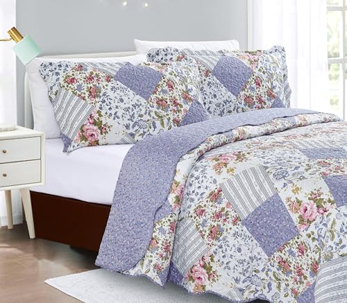 Rose Violet Patchwork Quilt Set