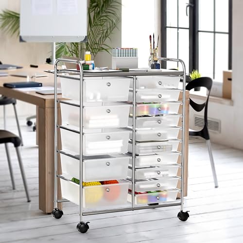 15 Drawers Rolling Utility Cart Art Craft Storage