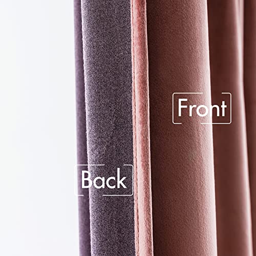 Dusty Rose Pink Velvet Pinch Pleat Blackout Curtains 52" W x 108" L