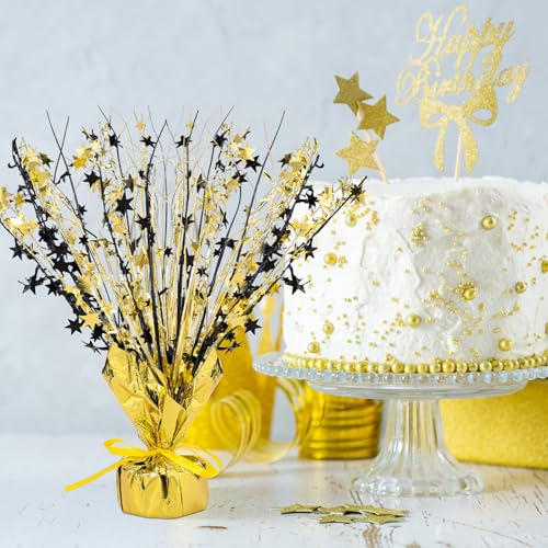 18 Pcs Black Gold Foil Spray Centerpiece Table Decoration for Party (18 Count)