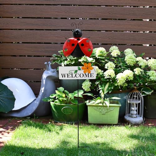 30" H Metal Ladybug Garden Stake