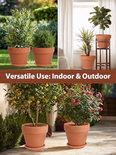 12 Inch Terracotta Pot Set of 2 with Saucer (2 Count)