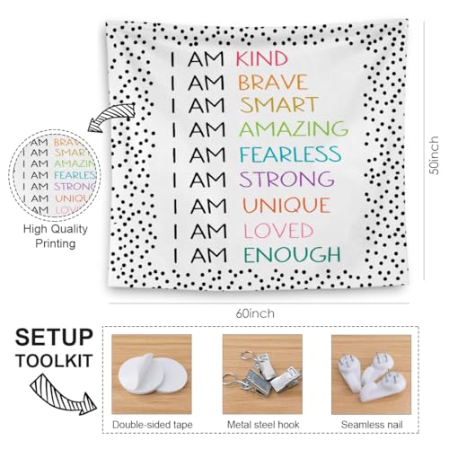Positive Affirmations Tapestry Wall Decor 50x60 Inches