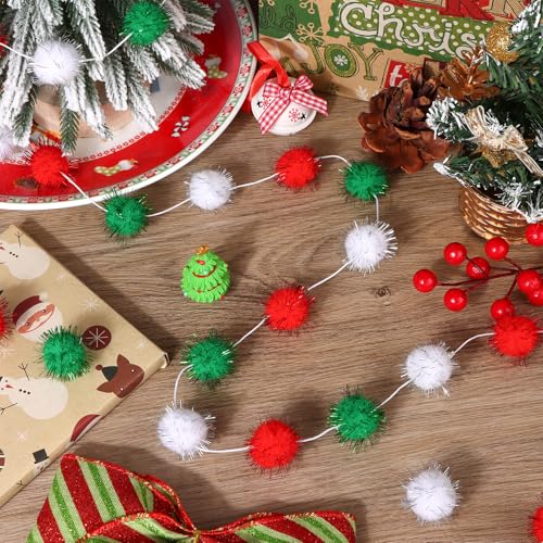 4 Pack 26.3 Feet Colorful Pom Pom Garland Decorations (26.24 Foot)