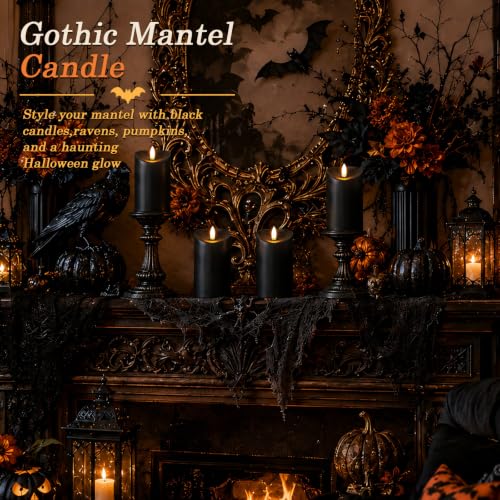 Halloween Black Waterproof LED Candles with Remote Timer (2 Count)