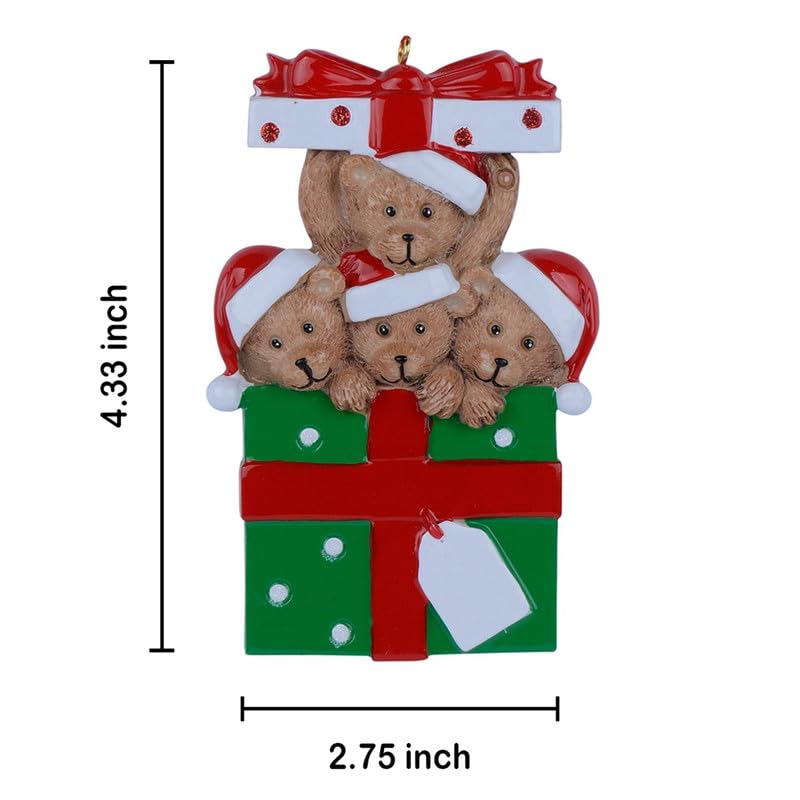 Personalized Bear Family of 4 Christmas Ornament 2026