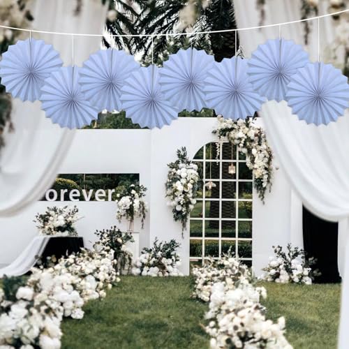 White Party Decorations White Hanging Paper Fans DIY Set 12inch (30 Count)