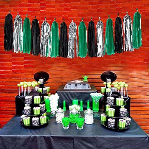 Black Green Silver Tassel Garland