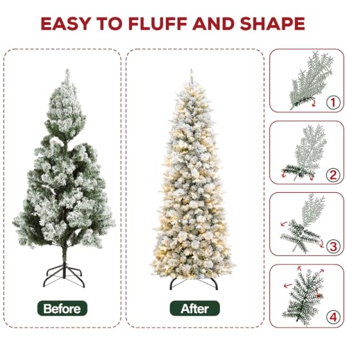 7.5 ft Prelit Pencil Christmas Tree with 200 Warm White LEDs