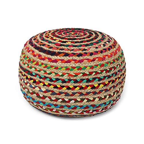 Braided Jute Cotton Pouf