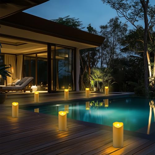 4"x9" Outdoor Waterproof Flameless Candles with Timers and Remote Control (2 Count)
