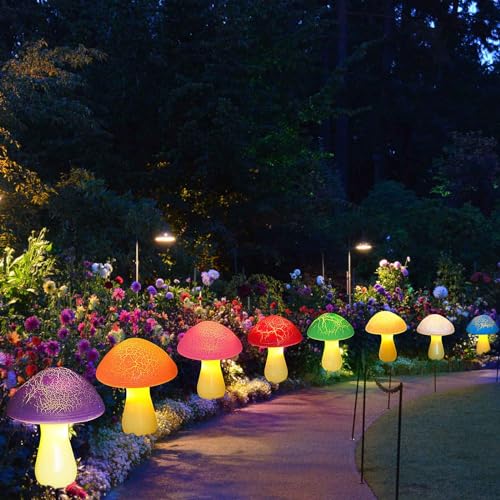 8 Pack Cracked Mushrooms for Garden Decor (8 Count)