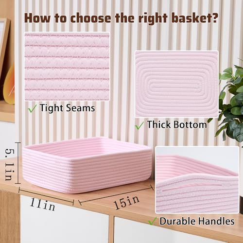 Large Shallow Organizing Baskets 15x11x5.1 Inches (4 Count)