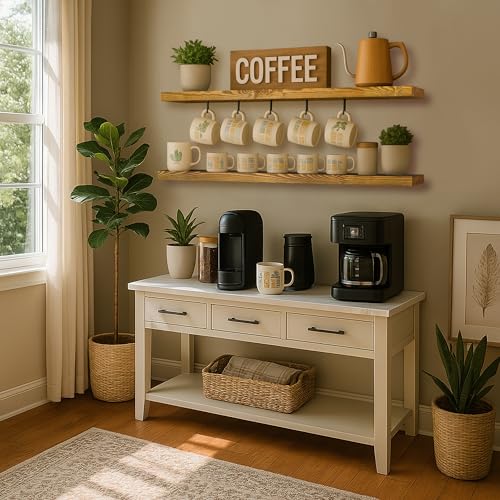 Wood Floating Shelves for Wall 54 inch Set of 2