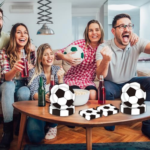 2026 World Soccer Ball Party Paper Plates and Napkins Disposable Father's Day 9 inch 20 pcs Dessert Cake Plates & 20 pcs Napkins Tableware for Fruit Cake Party Decorations (40 Count)