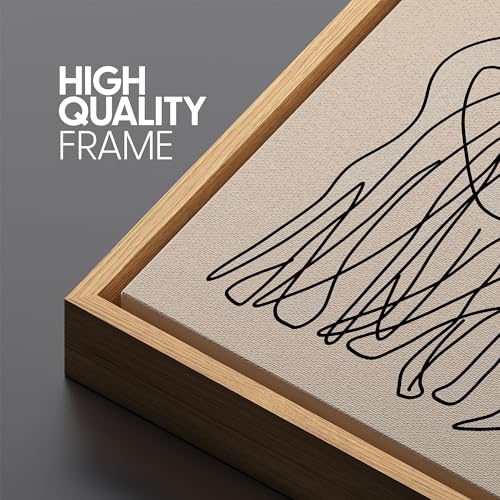 Large Framed Canvas Print Wall Art Modern Line Art People Abstract Illustrations Decorative Colorful Multicolor for Bedroom