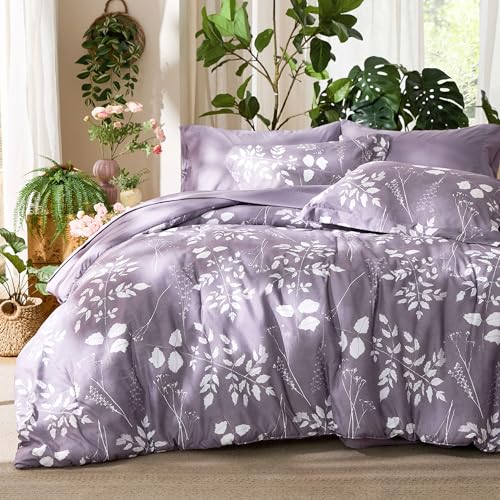 Floral Grayish Purple Comforter Set