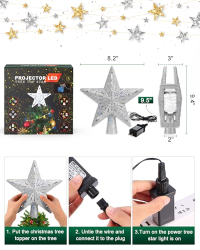 Christmas Tree Topper with 10M Colorful Light Cord