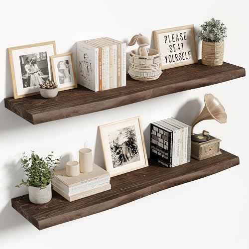 Wood Floating Shelves Live Edge 36” Set of 2 (2 Count)