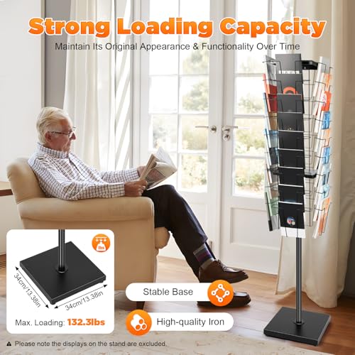 36 Pockets 360° Rotating Magazine Rack